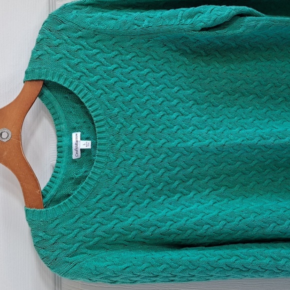 Croft & Barrow Classic Women’s Green Cable Knit Cotton Spring Sweater - Picture 2 of 8